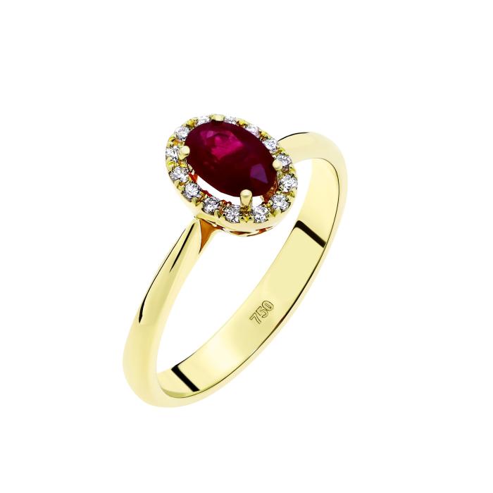 SKU-61842 / Δαχτυλίδι Χρυσός Κ18 με Ρουμπίνι & Διαμάντια