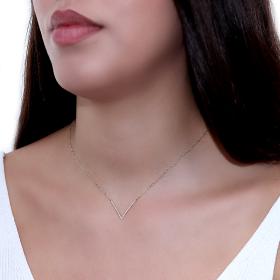 Κολιέ Χρυσός Κ9 με Λευκά Ζιργκόν SKU-61546
