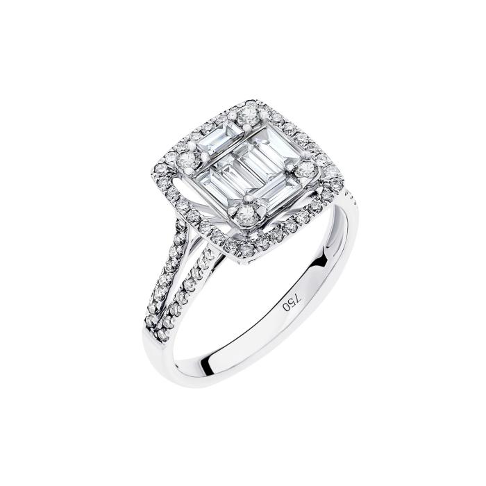 SKU-61386 / Δαχτυλίδι Λευκόχρυσος Κ18 με Διαμάντια