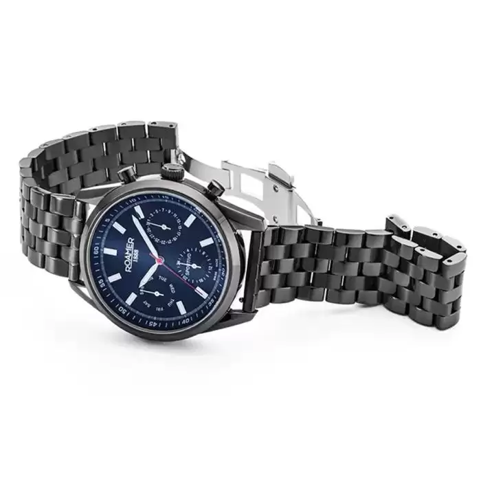 Ανδρικό Ρολόι ROAMER Sportivo Box Set με Γκρί Μπρασελέ από Ανοξείδωτο Ατσάλι & Δώρο Μπλέ Δερμάτινο Λουράκι | 856982-48-45-70 SKU-61749