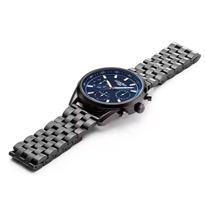 Ανδρικό Ρολόι ROAMER Sportivo Box Set με Γκρί Μπρασελέ από Ανοξείδωτο Ατσάλι & Δώρο Μπλέ Δερμάτινο Λουράκι | 856982-48-45-70 SKU-61749