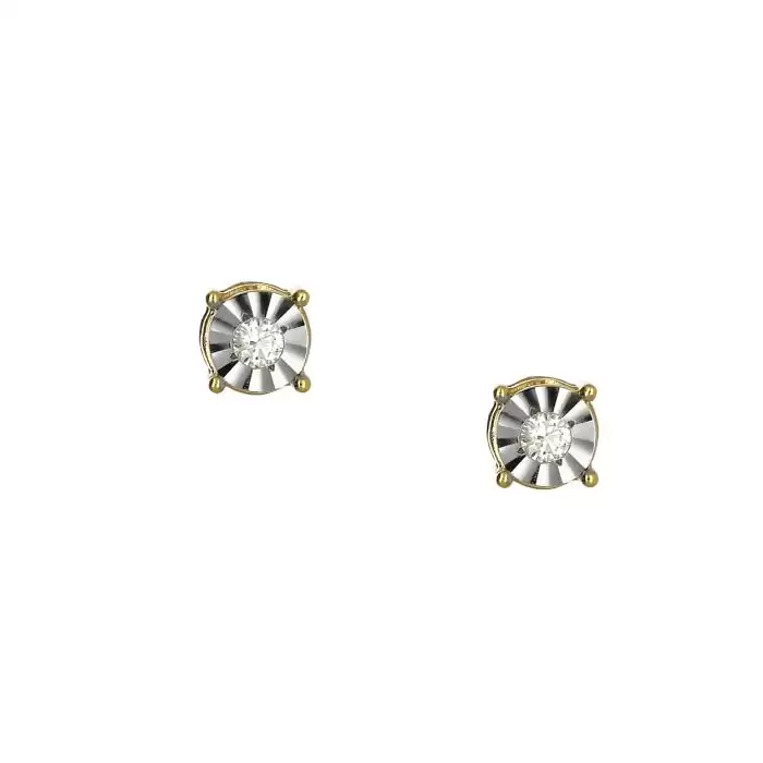 SKU-61396 / Σκουλαρίκια Χρυσός & Λευκόχρυσος Κ18 με Διαμάντι