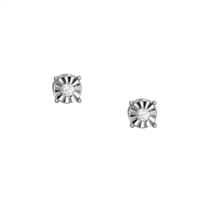 SKU-61397 / Σκουλαρίκια Λευκόχρυσος Κ18 με Διαμάντια