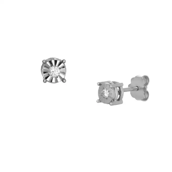 SKU-61397 / Σκουλαρίκια Λευκόχρυσος Κ18 με Διαμάντια