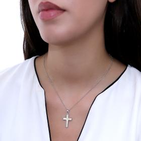 Σταυρός Λευκόχρυσος & Χρυσός Κ14 Διπλής Όψεως SKU-61085