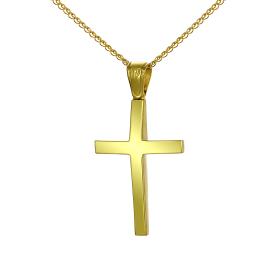 Σταυρός Κλασικός Χρυσός Κ14 με Λουστρέ Φινίρισμα SKU-61087