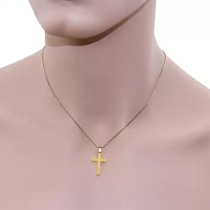 Σταυρός Χρυσός Κ14 με Λουστρέ Φινίρισμα SKU-61505