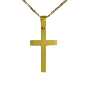 Σταυρός Χρυσός Κ14 με Λουστρέ Φινίρισμα SKU-61505