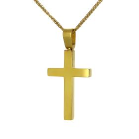 Σταυρός Χρυσός Κ14 με Λουστρέ Φινίρισμα SKU-61505