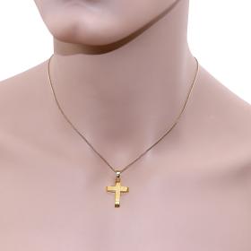 Σταυρός Ανδρικός Χρυσός Κ14 με Σαγρέ Φινίρισμα SKU-61506