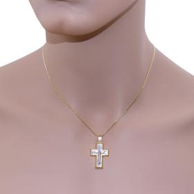Σταυρός Λευκόχρυσος & Χρυσός Κ14 με τον Εσταυρωμένο SKU-61796