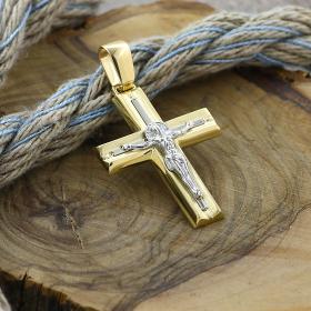 Σταυρός Λευκόχρυσος & Χρυσός Κ14 με τον Εσταυρωμένο SKU-61806