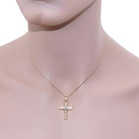 Σταυρός Λευκόχρυσος & Χρυσός Κ14 με τον Εσταυρωμένο SKU-61806