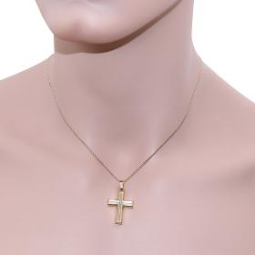 Ανδρικός Σταυρός Λευκόχρυσος & Χρυσός Κ14 Διπλής Όψεως SKU-61808