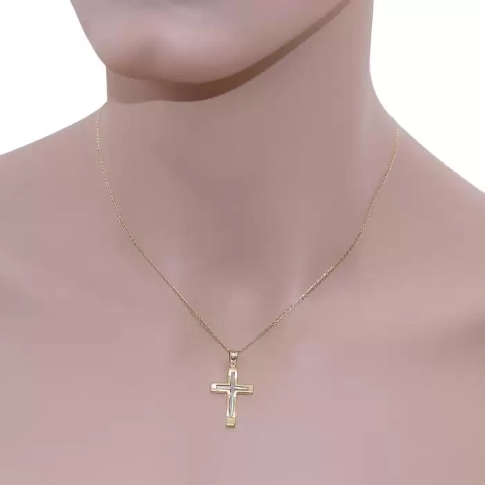 Σταυρός Ανδρικός Λευκόχρυσος & Χρυσός Κ14 SKU-61809