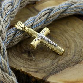 Σταυρός Λευκόχρυσος & Χρυσός Κ14 με τον Εσταυρωμένο SKU-61812