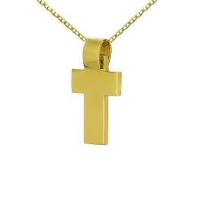 Ανδρικός Σταυρός Χρυσός Κ14 με Λουστρέ Φινίρισμα SKU-61813