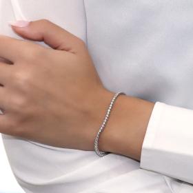 Βραχιόλι Ριβιέρα Λευκόχρυσος Κ18 με Λευκά Ζιργκόν SKU-62470