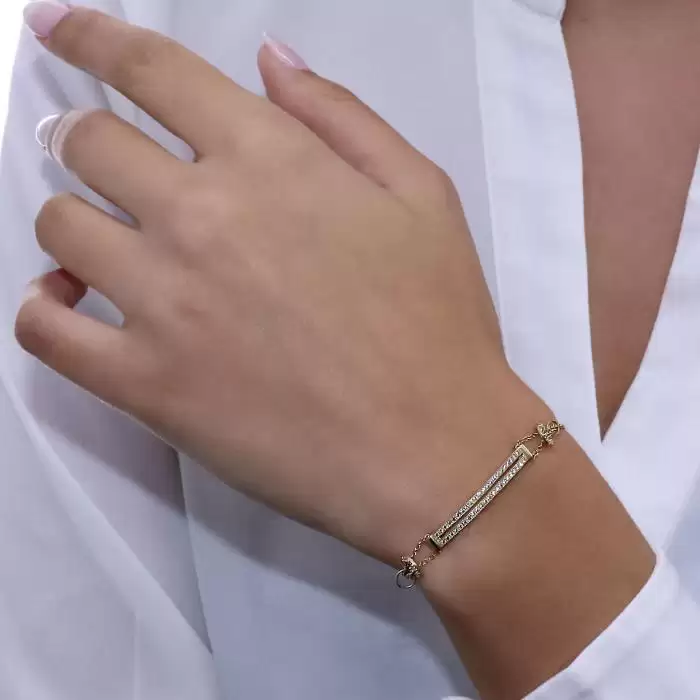 Βραχιόλια Χρυσός Κ14 με Λευκά Ζιργκόν SKU-62415