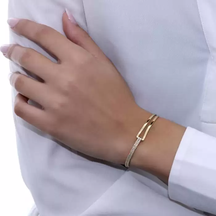 Βραχιόλι Χρυσός Κ14 με Λευκά Ζιργκόν SKU-62416