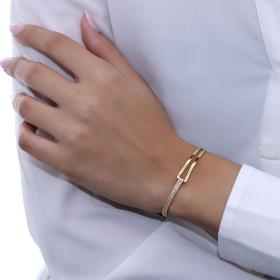 Βραχιόλι Χρυσός Κ14 με Λευκά Ζιργκόν SKU-62416