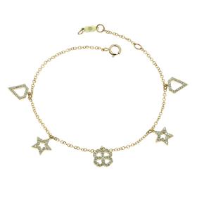 Βραχιόλι Χρυσός Κ9 με Λευκά Ζιργκόν SKU-62421