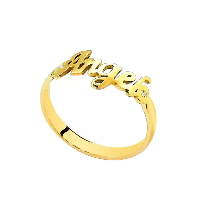 SKU-62003 / Δαχτυλίδι Angel Χρυσός Κ18 με Διαμάντια