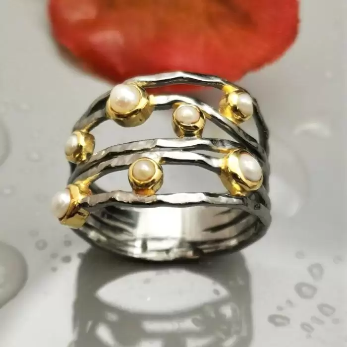 Δαχτυλίδι Ασήμι 925° με Μαργαριτάρια