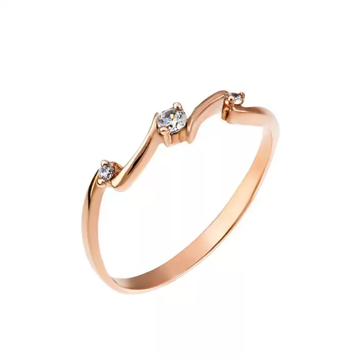 SKU-62325 / Δαχτυλίδι Ροζ Χρυσός Κ14 με Καφέ Διαμάντια