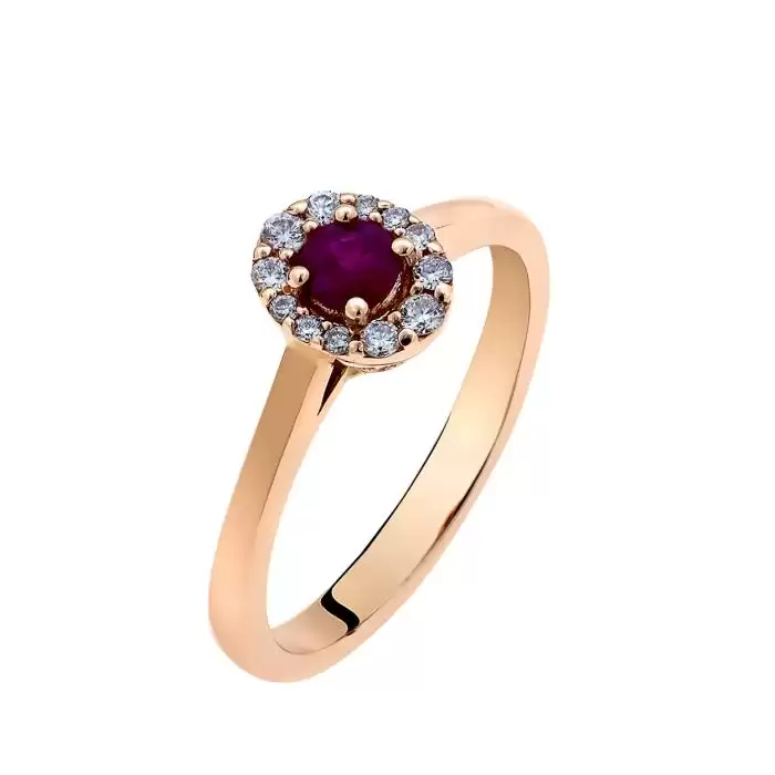 SKU-62334 / Δαχτυλίδι Ροζ Χρυσός Κ18 με Ρουμπίνι & Διαμάντια