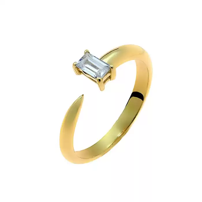 SKU-62803 / Δαχτυλίδι Μονόπετρο Χρυσός Κ9 με Ζιργκόν