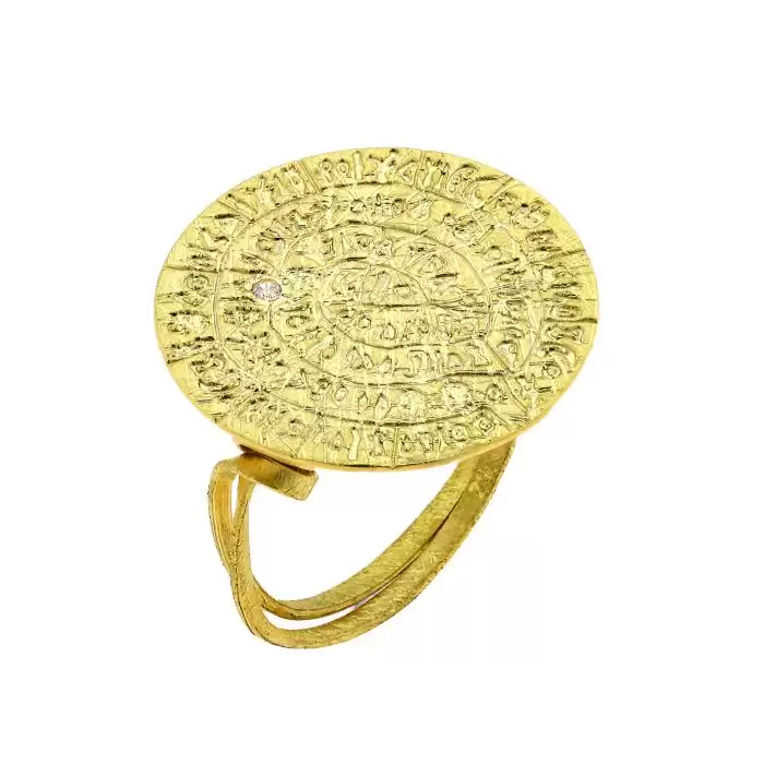 SKU-62812 / Δαχτυλίδι Δίσκος της Φαιστού Χρυσός Κ14 με Ζιργκόν