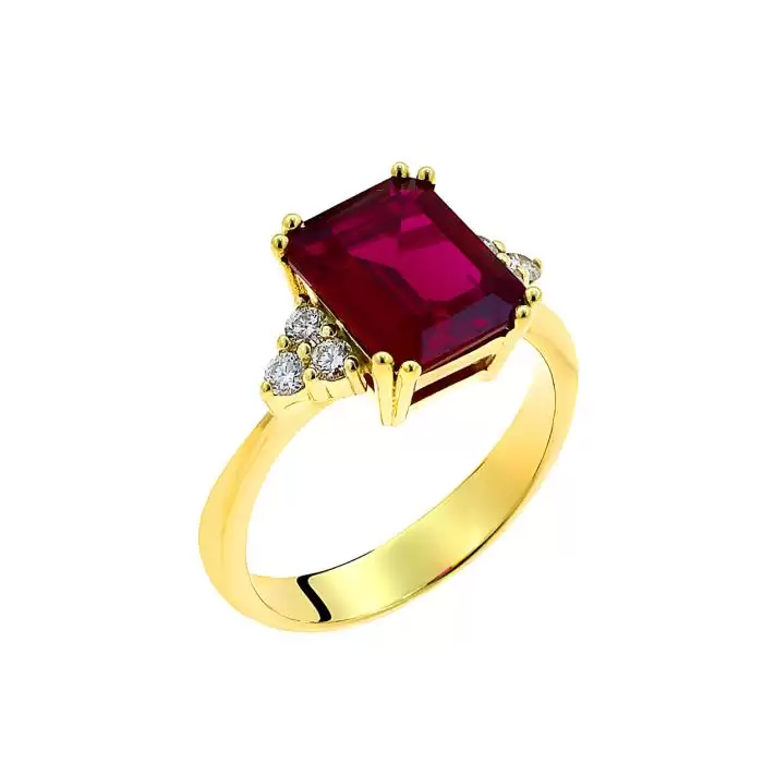 SKU-62699 / Δαχτυλίδι Χρυσός Κ18 με Ρουμπίνι & Διαμάντια
