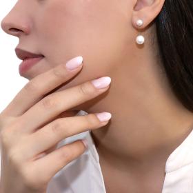 Σκουλαρίκια Ear Jacket Ροζ Χρυσός Κ14 με Μαργαριτάρια SKU-62666
