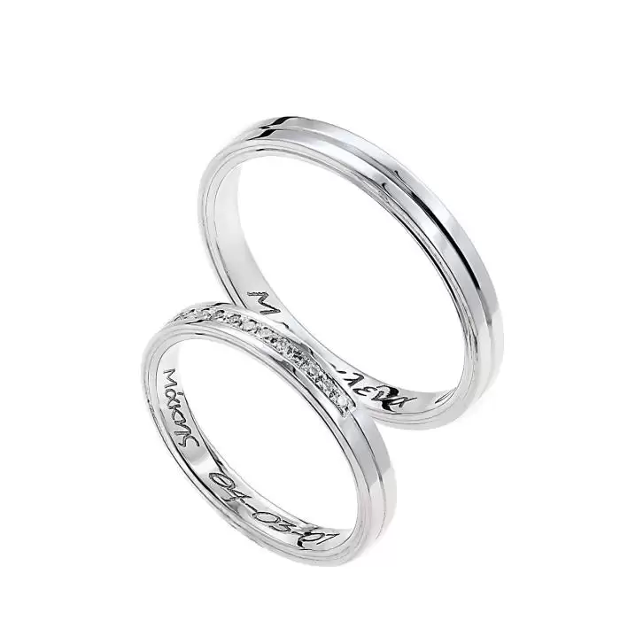 SKU-63595 / Βέρες Γάμου Jeweler Λευκόχρυσος Κ9-Κ14-Κ18 με Ζιργκόν