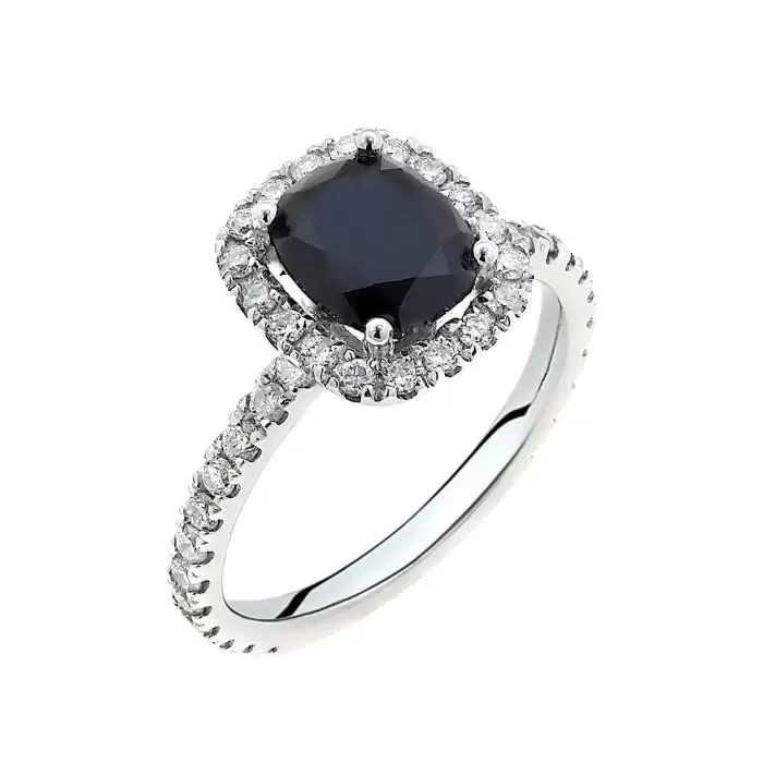SKU-63601 / Δαχτυλίδι Λευκόχρυσος Κ18 με Μαύρο Διαμάντι & Λευκά Διαμάντια