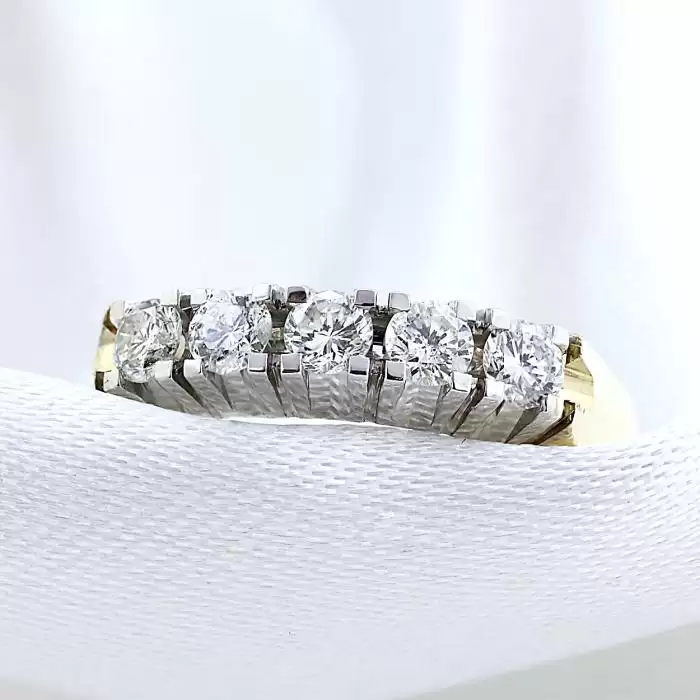 Δαχτυλίδι Σειρέ Λευκόχρυσος & Χρυσός Κ14 με Διαμάντια