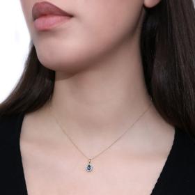 Κολιέ Δάκρυ Χρυσός Κ18 με London Blue Topaz & Διαμάντια SKU-63446