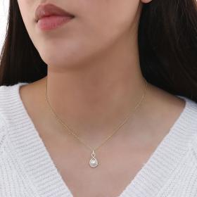 Κολιέ Ασήμι 925° με Λευκά Ζιργκόν & Πέρλα SKU-63155
