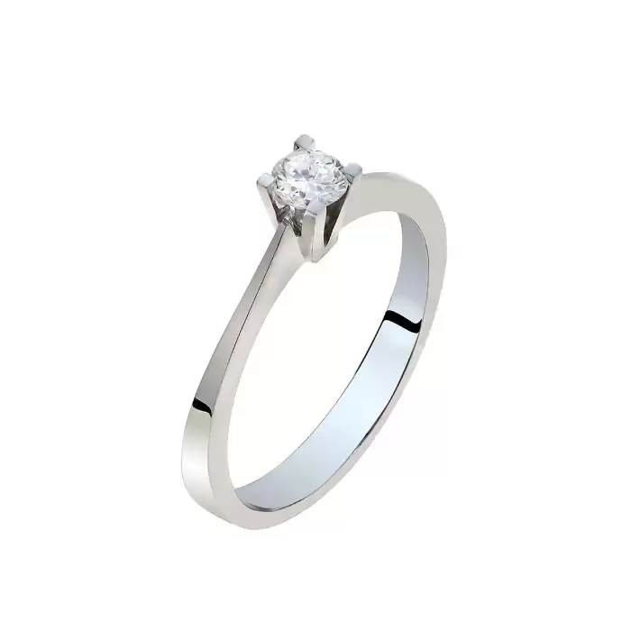 SKU-63453 / Δαχτυλίδι Μονόπετρο Λευκόχρυσος Κ18 με Διαμάντι