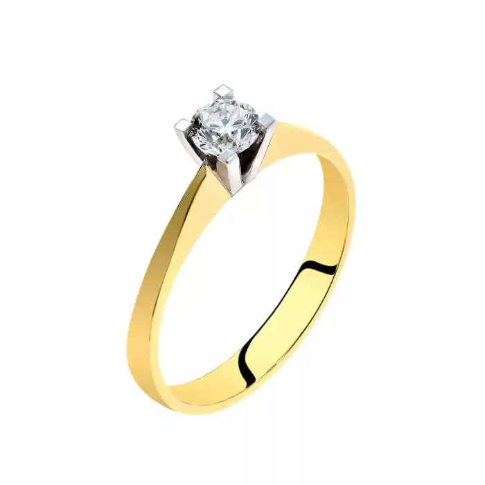 SKU-63460 / Δαχτυλίδι Μονόπετρο Χρυσός & Λευκόχρυσος Κ18 με Διαμάντι