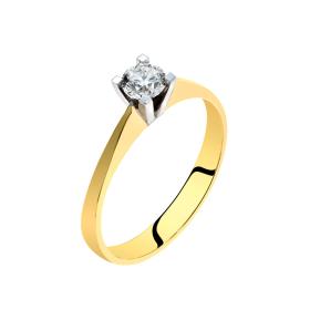 Δαχτυλίδι Μονόπετρο Χρυσός & Λευκόχρυσος Κ18 με Διαμάντι