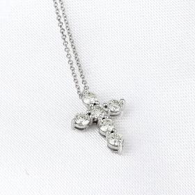 Κολιέ Σταυρός με Διαμάντια Λευκόχρυσος Κ18 SKU-63441