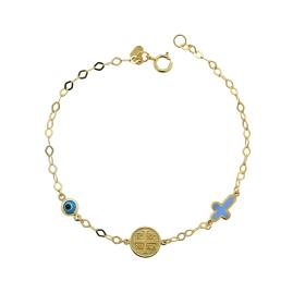 Βραχιόλι με Σταυρό, Κωνσταντινάτο & Ματάκι Χρυσός Κ9 SKU-64667