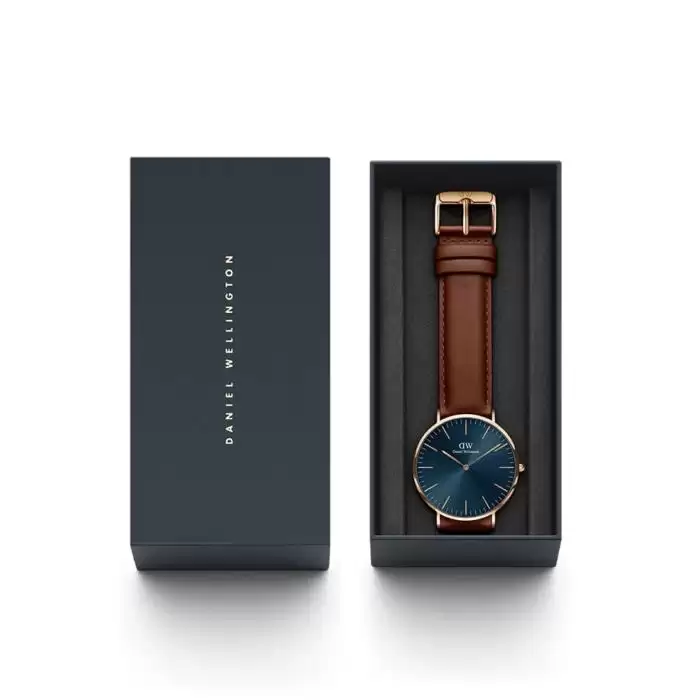 Ανδρικό Ρολόι DANIEL WELLINGTON Classic St. Mawes με Καφέ Δερμάτινο Λουράκι | DW00100626 SKU-64774
