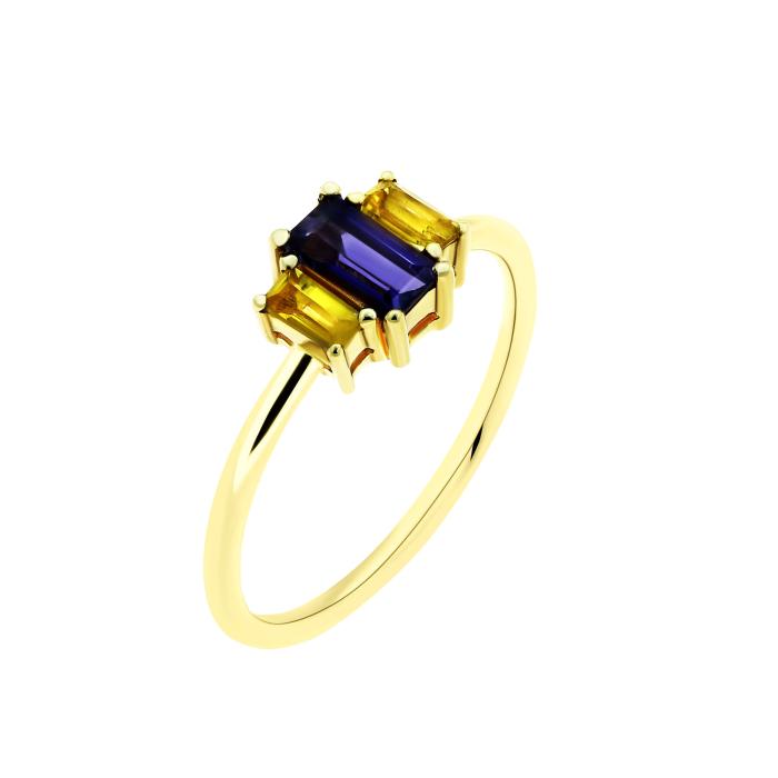SKU-64995 / Δαχτυλίδι Χρυσός Κ18 με Ιολίτη & Citrine