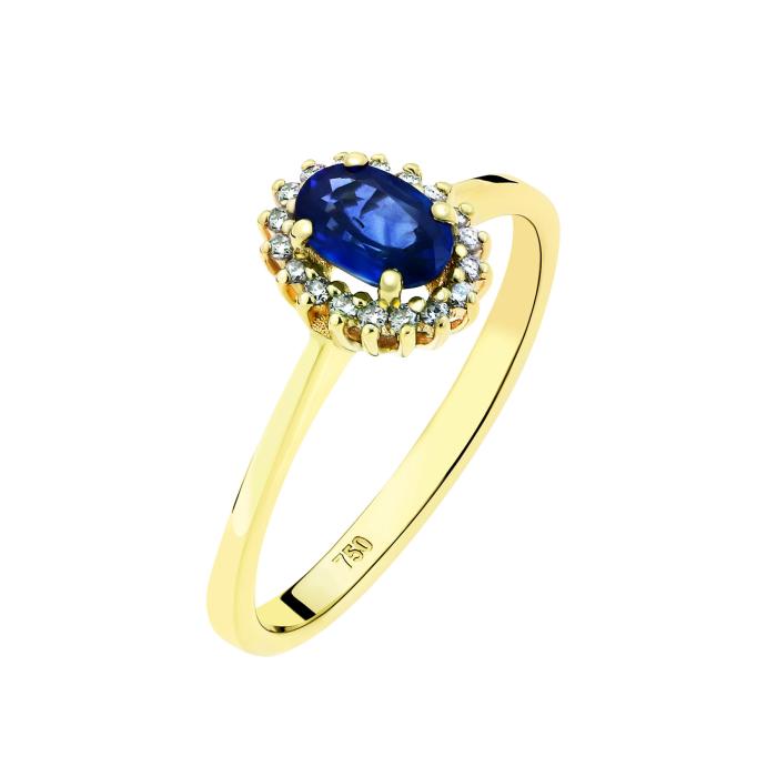 SKU-64996 / Δαχτυλίδι Χρυσός Κ18 με Ζαφείρι & Διαμάντια