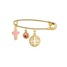 Παραμάνα με Ευχή, Πέταλο & Ματάκια Χρυσός Κ9 SKU-64686