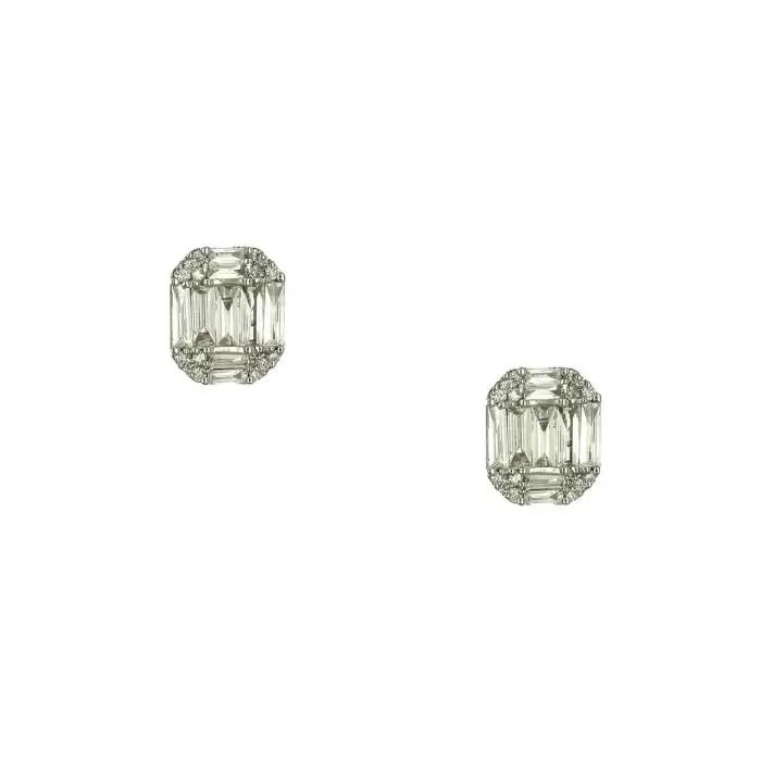 SKU-64410 / Σκουλαρίκια Λευκόχρυσος Κ18 με Διαμάντια