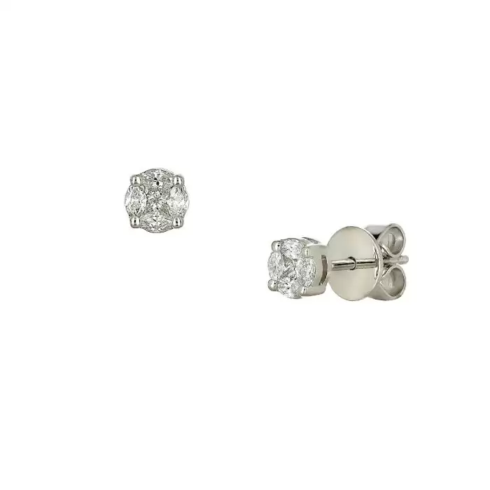 SKU-64411 / Σκουλαρίκια Λευκόχρυσος Κ18 με Διαμάντια